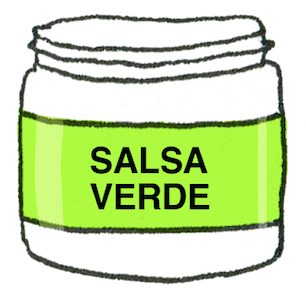 Tarro de salsa en vidrio: Plantéese reusar los frascos de vidrio para meriendas, artesanías y artículos pequeños.